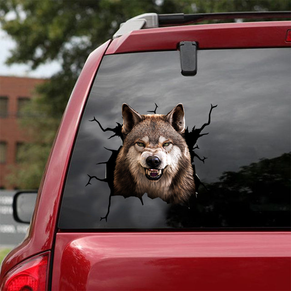 [dt0812-snf-tnt]-wolf-cat-crack-car-sticker-wolf-lovers