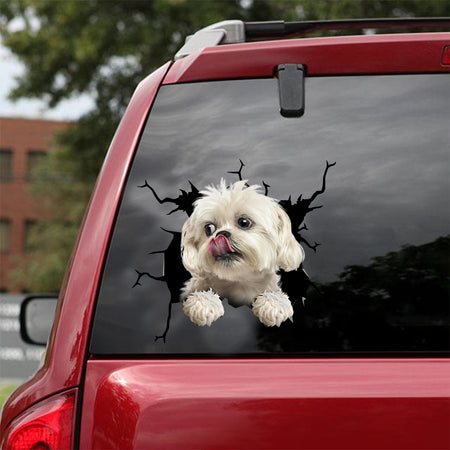[dt0898-snf-tnt]-lhasa-apso-crack-car-sticker-dog-lovers
