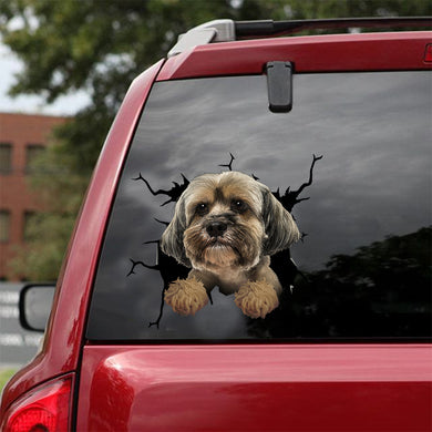 [dt0911-snf-tnt]-lhasa-apso-crack-car-sticker-dog-lovers