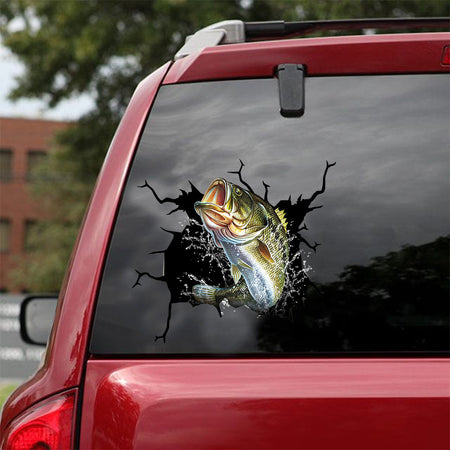 [dt0913-snf-tnt]-bass-fish-crack-car-sticker-fish-lovers