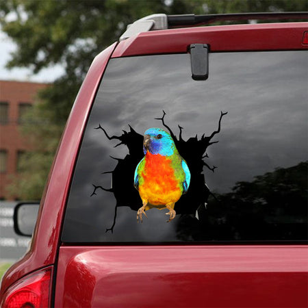 [dt0115-snf-tnt]-scarlet-chested-parrot-crack-car-sticker-birds-lover