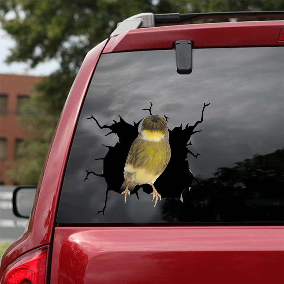 [dt0117-snf-tnt]-crested-canary-crack-car-sticker-birds-lover