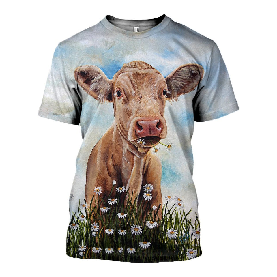 3D Printed Cow T-shirt Hoodie DT070501