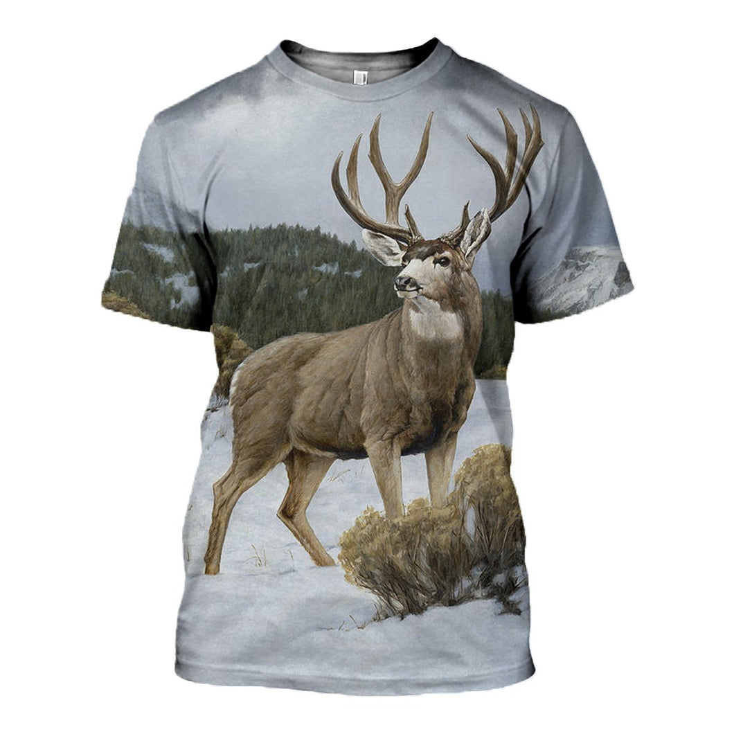 3D Printed Deer T Shirt Long sleeve Hoodie DT220606