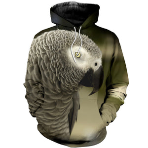 3D Printed Grey Parrot T Shirt Long sleeve Hoodie DT060608