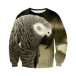 3D Printed Grey Parrot T Shirt Long sleeve Hoodie DT060608