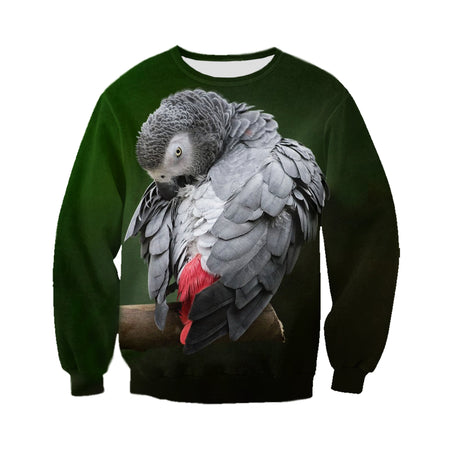 3D Printed Grey Parrot T Shirt Long sleeve Hoodie DT310502