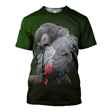 3D Printed Grey Parrot T Shirt Long sleeve Hoodie DT310502