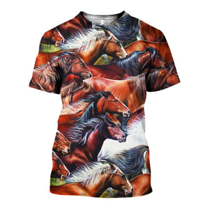 3D All Over Printed Horse Shirts And Shorts DT011109