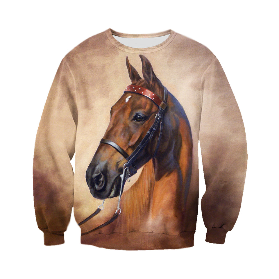 3D Printed Horse T Shirt Long sleeve Hoodie DT240507