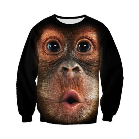 3D Printed Monkey T Shirt Long sleeve Hoodie DT240503