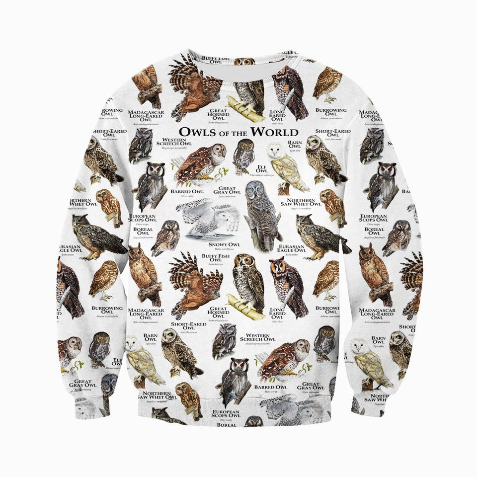3D All Over Printed Owls Shirts And Shorts DT071102