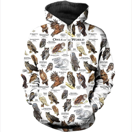 3D All Over Printed Owls Shirts And Shorts DT071102
