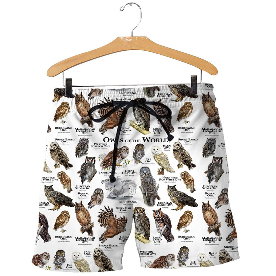 3D All Over Printed Owls Shirts And Shorts DT071102