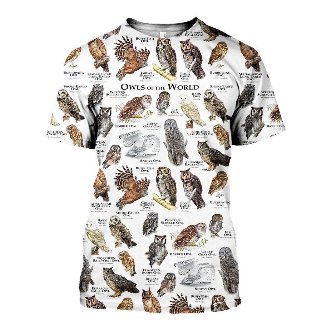 3D All Over Printed Owls Shirts And Shorts DT071102