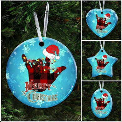 Deaf Merry Christmas. Sign Language Ceramic Ornament Christmas Home Decor