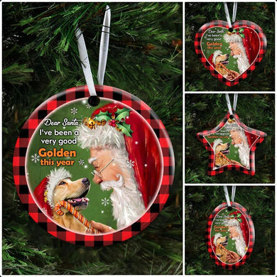 Dear Santa, I’ve Been A Very Good Golden This Year Ceramic Ornament Christmas Home Decor