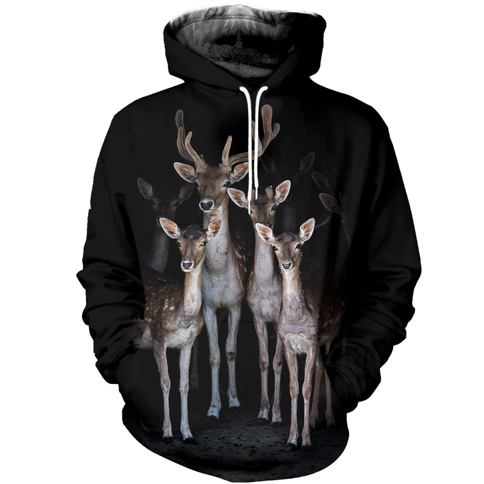 3D Printed Family Deer Hoodie T-shirt