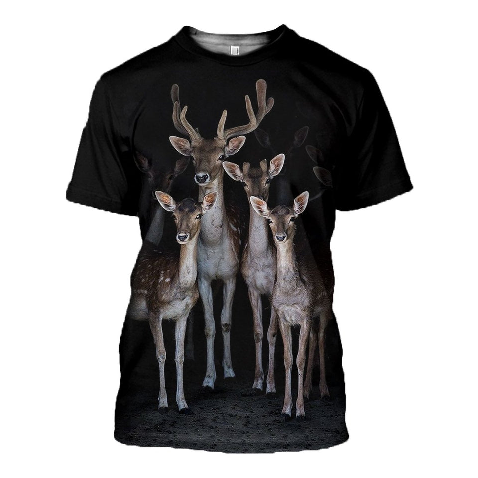 3D Printed Family Deer Hoodie T-shirt