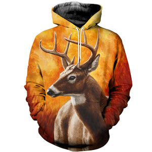 3D Printed Deer Painting Hoodie T-shirt