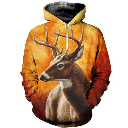 3D Printed Deer Painting Hoodie T-shirt