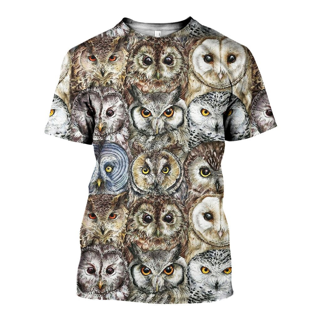 3D All Over Printed Owls Shirts And Shorts DT101201
