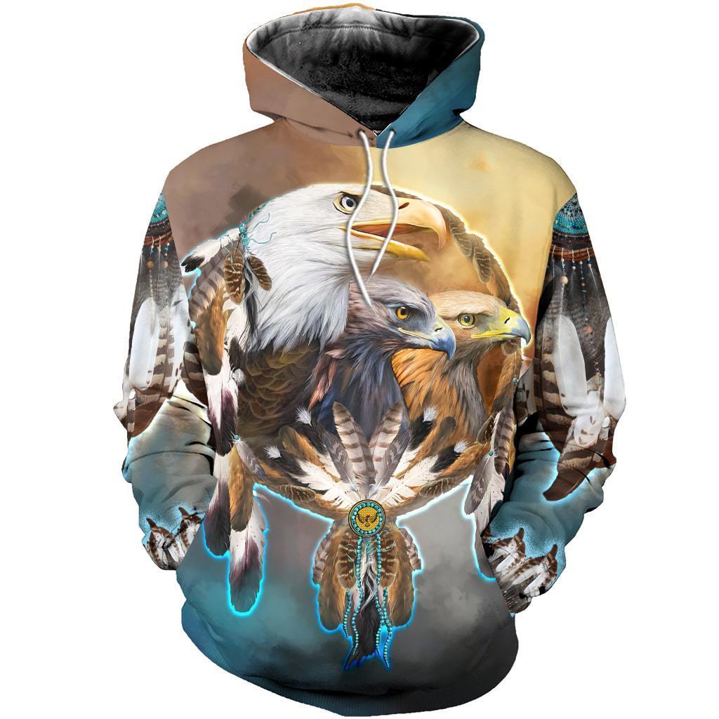 [sk0342-auh-tpa] EAGLE DREAM CATCHER 3D Unisex Hoodies - Camellia Print