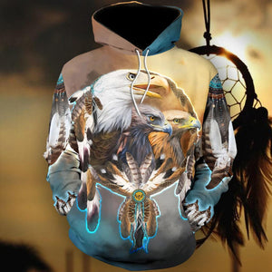 [sk0342-auh-tpa] EAGLE DREAM CATCHER 3D Unisex Hoodies - Camellia Print