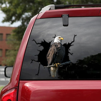 [sk0727-snf-tpa]-eagle-crack-car-sticker-animals-lover