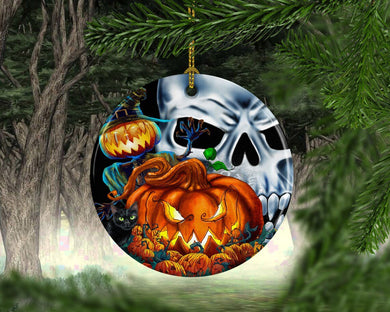 Evil Pumpkin , Halloween Skull Themed Keepsake Ornament Happy Halloween Tree Ornament Decorations, Halloween Decorations, Halloween Decor