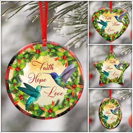 Faith Hope Love. Hummingbird Christmas Ceramic Ornament Christmas Home Decor