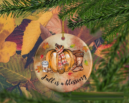 Fall Is A Blessing Happy Halloween Tree Ornament Decorations, Halloween Decorations, Halloween Decor, Ceramic Ornament