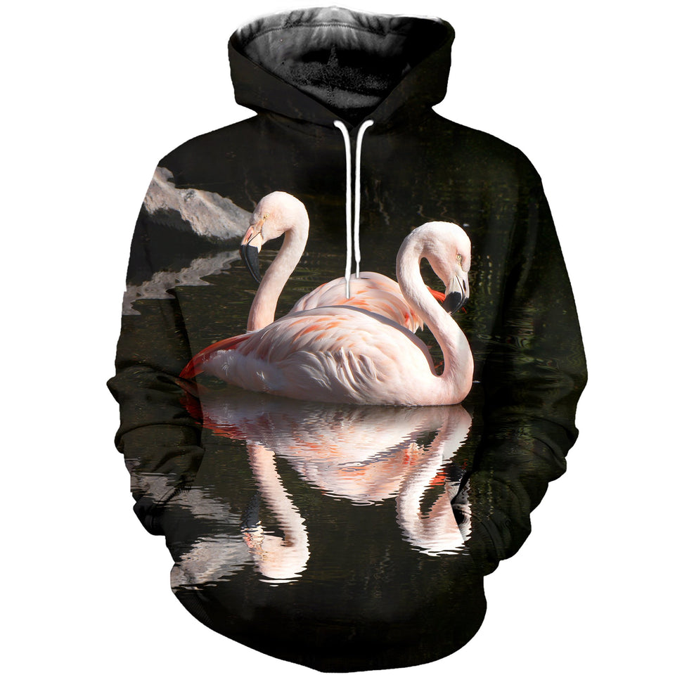 3D Printed Flamingo Couple Hoodie T-shirt