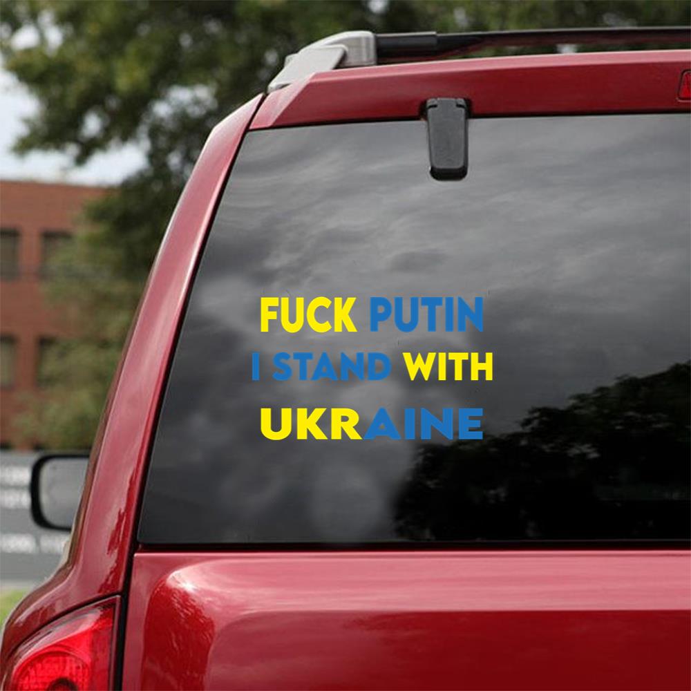 Fuck Putin I Stand With Ukraine Essential Car Vinyl Decal Sticker