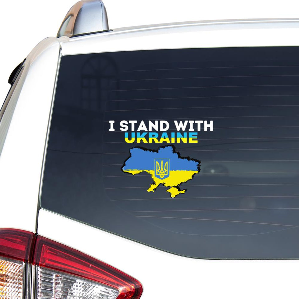Funny I Stand With Ukraine Cool Ukraine Gift For Boys Girls Womens Mens Kids Peace Love Ukraine Car Vinyl Decal Sticker