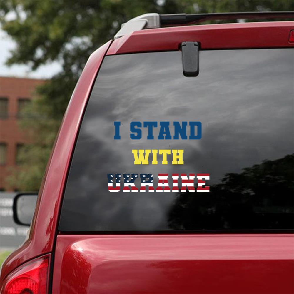 Funny I Stand With Ukraine Essential Car Vinyl Decal Sticker