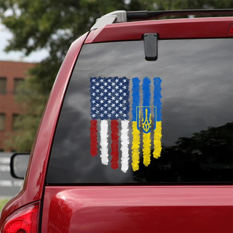 Funny I Stand With Ukraine Flag Emblem Map Patriot Peace Love Ukraine Car Vinyl Decal Sticker