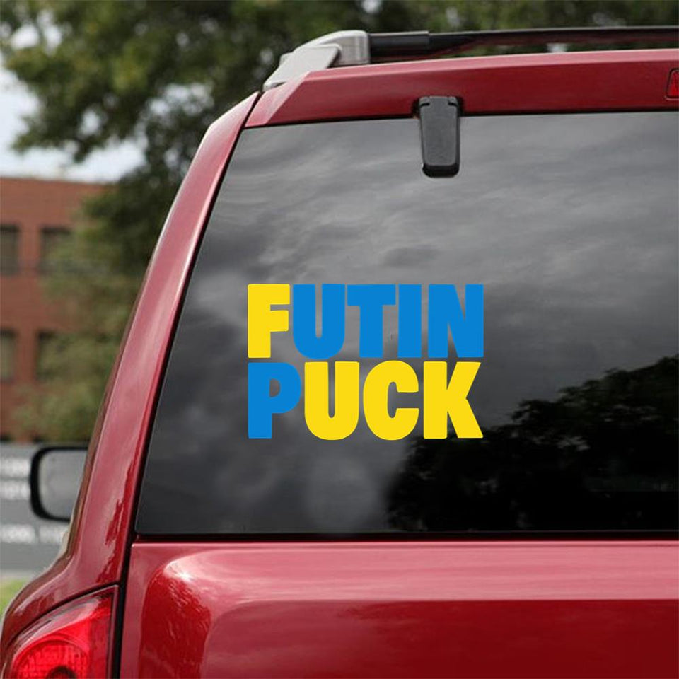 Funny Puck Futin Meme I Stand With Ukraine Peace Love Ukraine Car Vinyl Decal Sticker