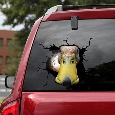 [sk1347-snf-tpa]-funny-duck-crack-sticker-duck-lover