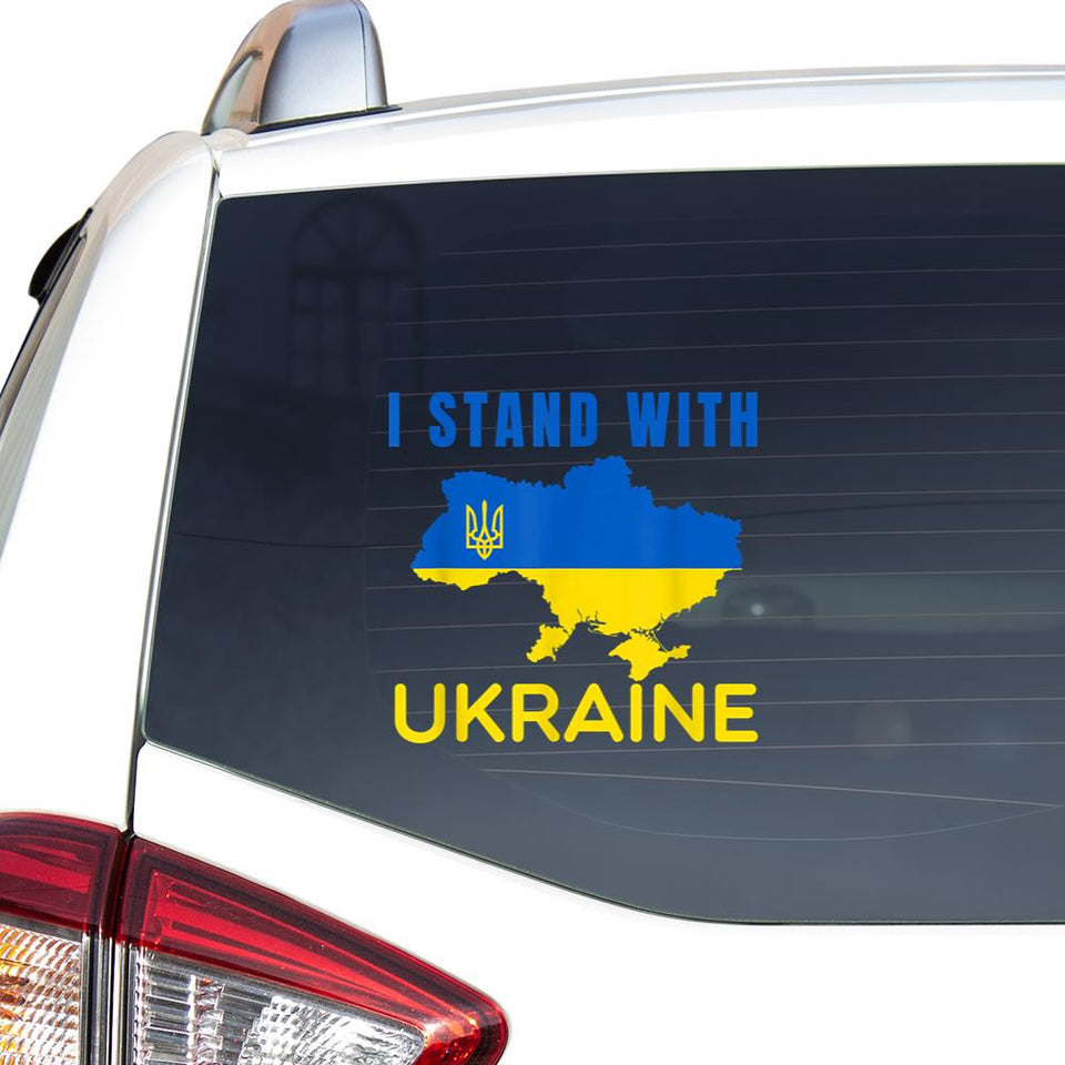 Gift I Stand With Ukraine Flag Emblem Map Patriot Peace Love Ukraine Car Vinyl Decal Sticker