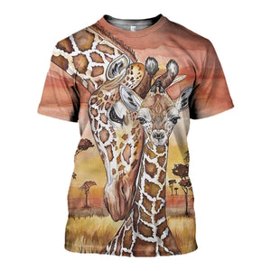 3D Printed Art Mom and Baby Giraffe Hoodie T-shirt DT080520