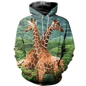3D Printed Giraffe Couple Hoodie T-shirt