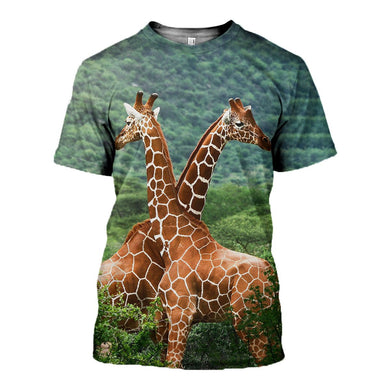 3D Printed Giraffe Couple Hoodie T-shirt