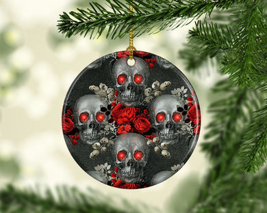 Gothic Evil Skulls Happy Halloween Tree Ornament Decorations, Halloween Decorations, Halloween Decor