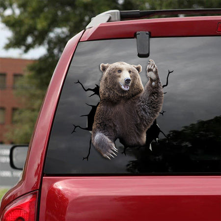 [sk1725-snf-tnt]-grizzly-bear-crack-car-sticker-animals-lover