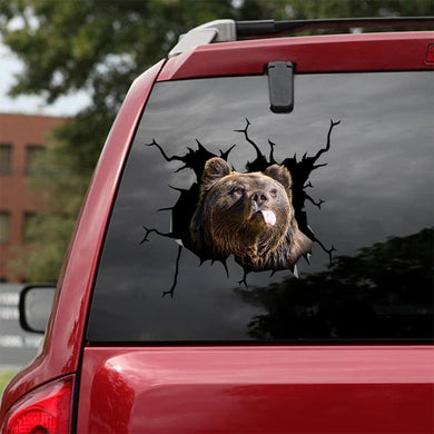 [sk1724-snf-tnt]-grizzly-bear-crack-car-sticker-animals-lover