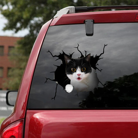 [ha0011-snf-lad]-tuxedo-crack-car-sticker-cats-lover