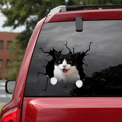 [ha0012-snf-lad]-tuxedo-crack-car-sticker-cats-lover
