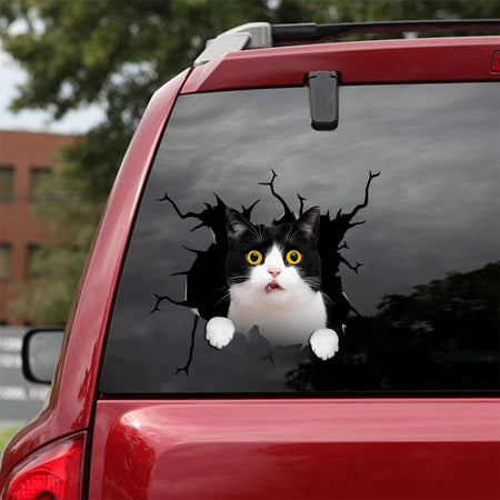 [ha0014-snf-lad]-tuxedo-crack-car-sticker-cats-lover