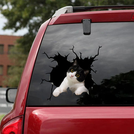 [ha0015-snf-lad]-tuxedo-crack-car-sticker-cats-lover